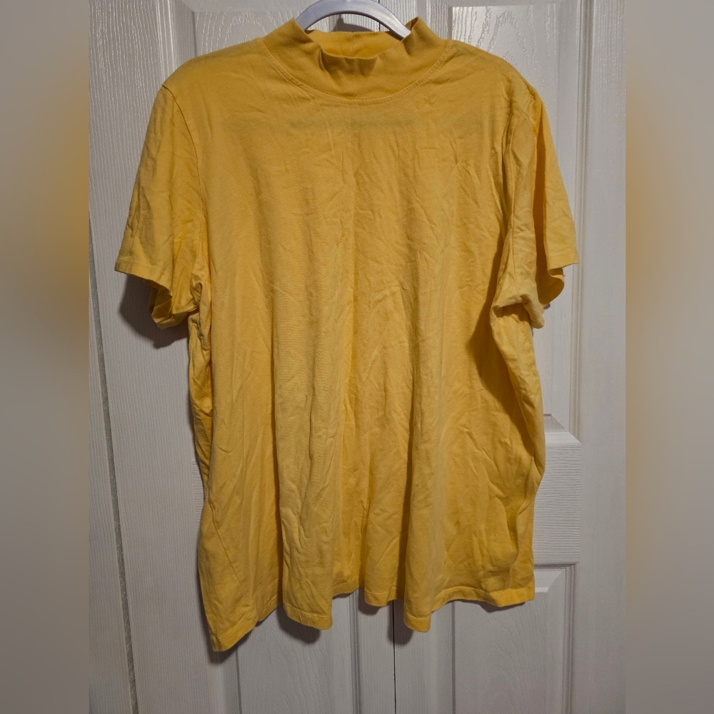 Yellow Mock Neck Short Sleeve T-Shirt